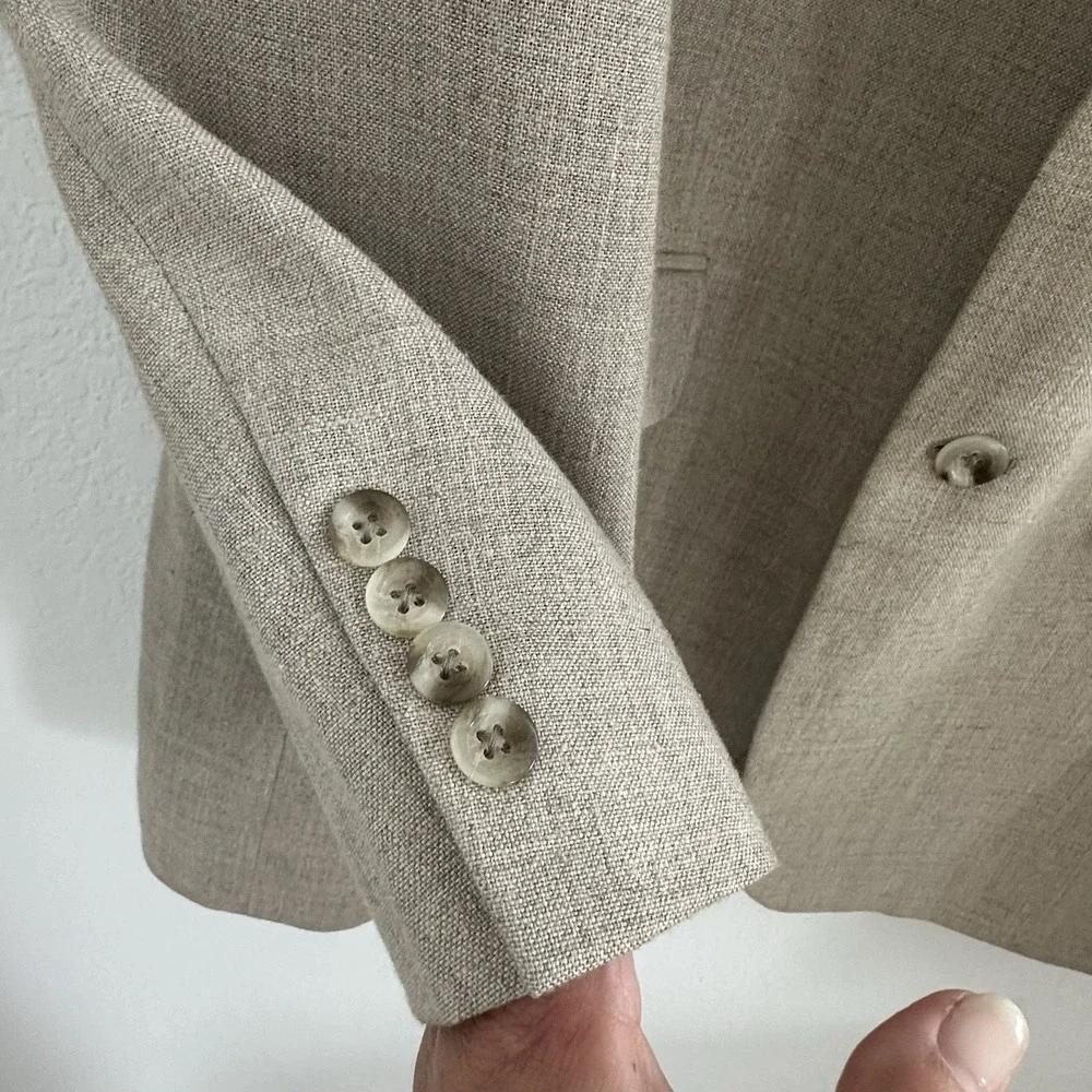 John Ashford Old Money Preppy Linen Blend Sport Coat Blazer‎ Mens 42L Beige Work